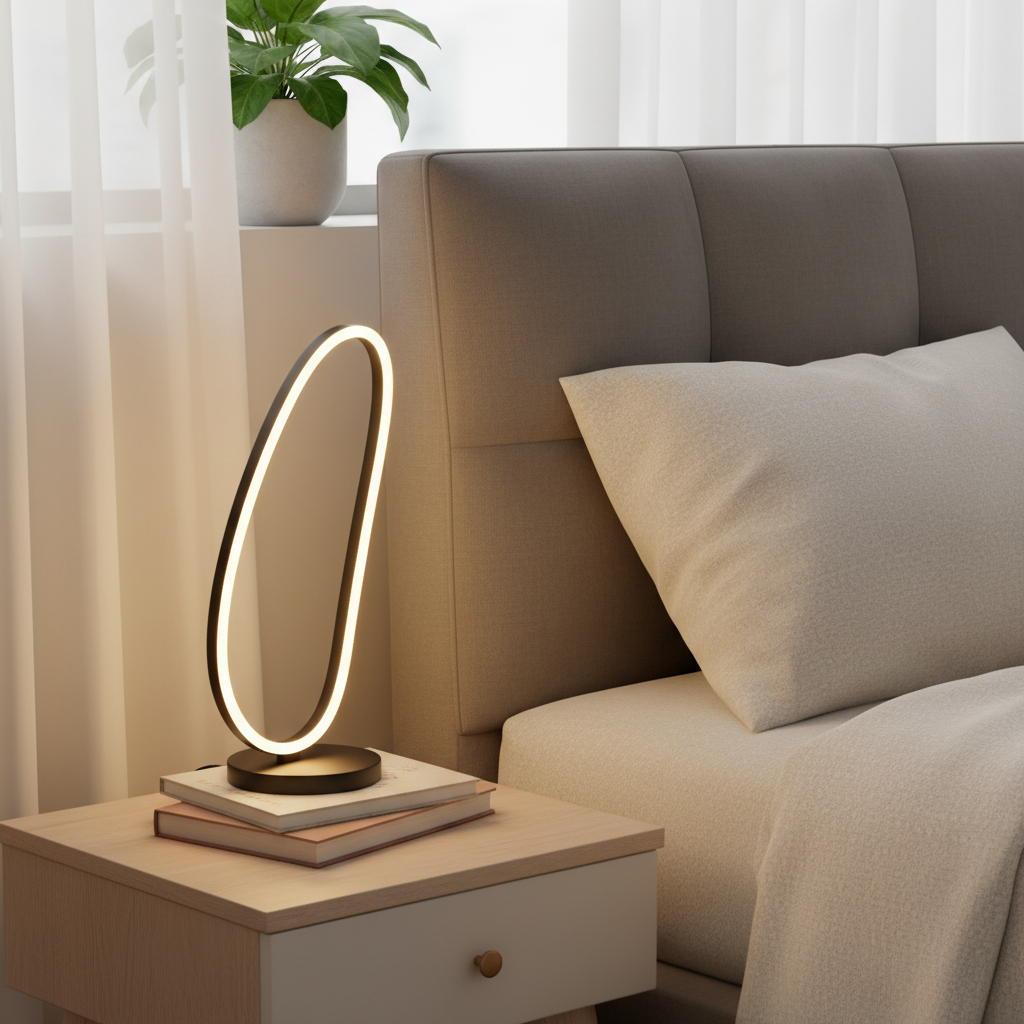 Lampe LED sur table de chevet