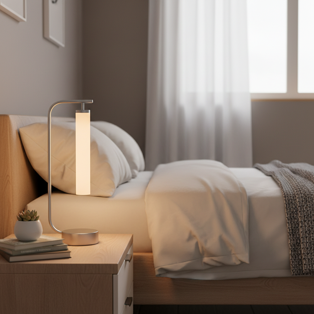 Lampe LED sur table de chevet